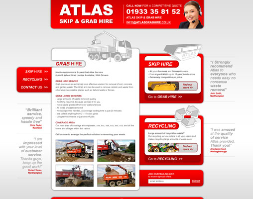Atlas Grab Hire Website Design