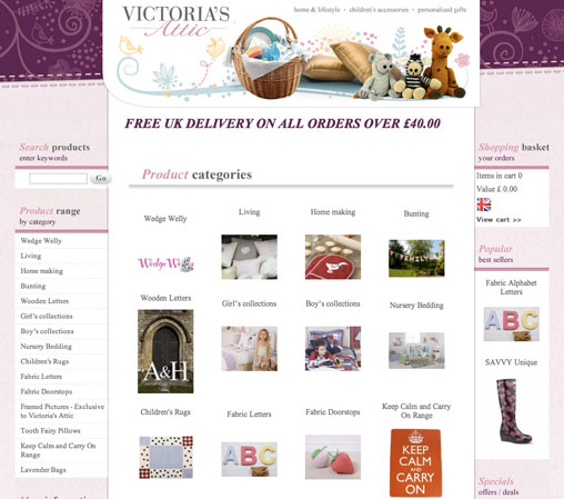 Online store website design homepage